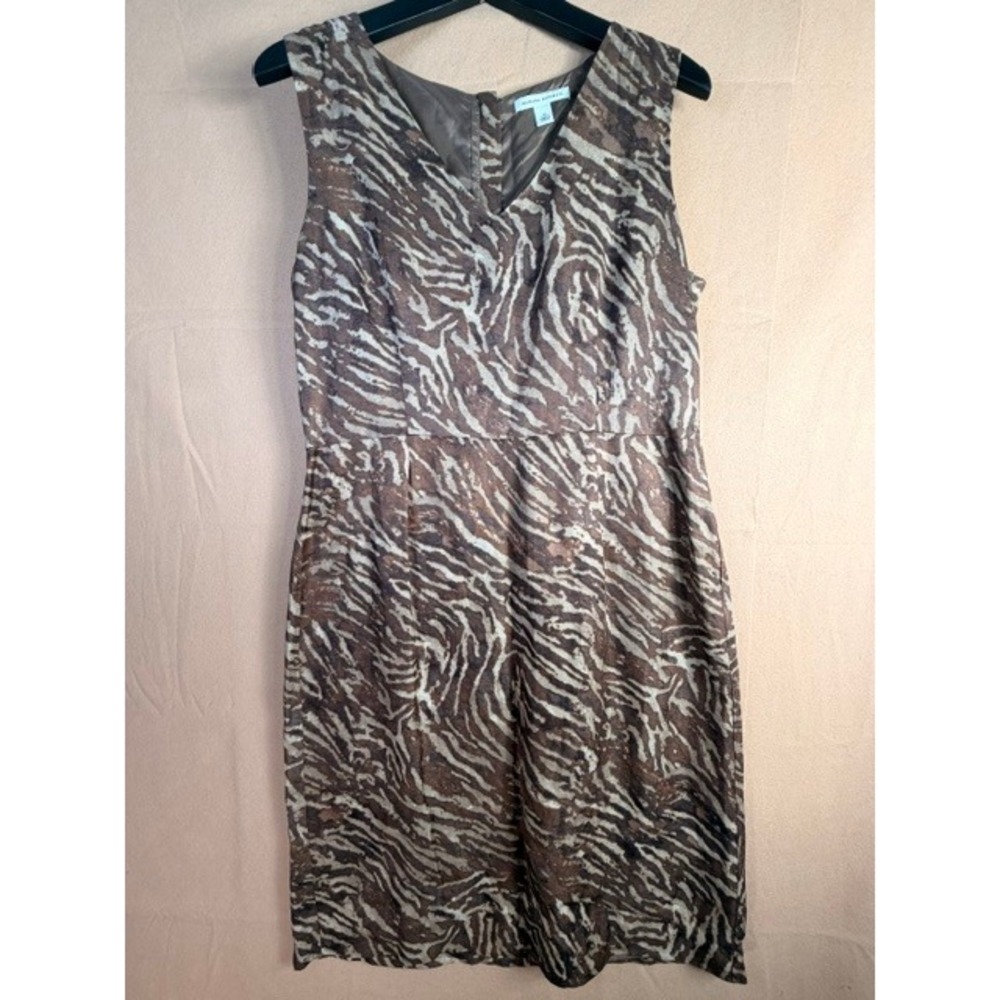 Banana Republic Women's 14 Zebra Animal Print Linen Blend Sheath Dress